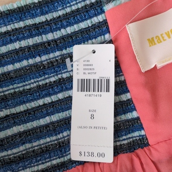 Maeve Anthropologie Waverly Gingham Plaid Blue Purple One Shoulder Dress Size 8 - Picture 14 of 15